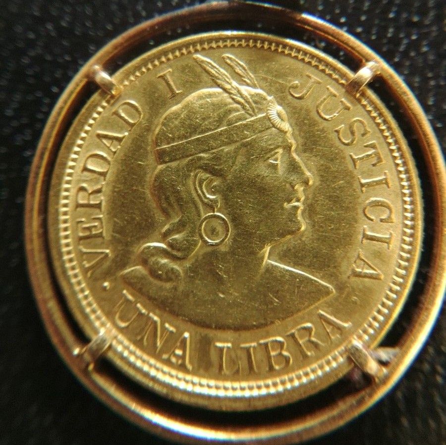 【希少品】ペンダントトップ ペルー インディアン 1リーブラ金貨(K22金)7,9g + K18枠付約1,9g 総重量約9,8g 【希少品】ペンダントトップ ペルー インディアン 1リーブラ金貨(K22金)7,9g + K18枠付約1,9g 総重量約9,8g