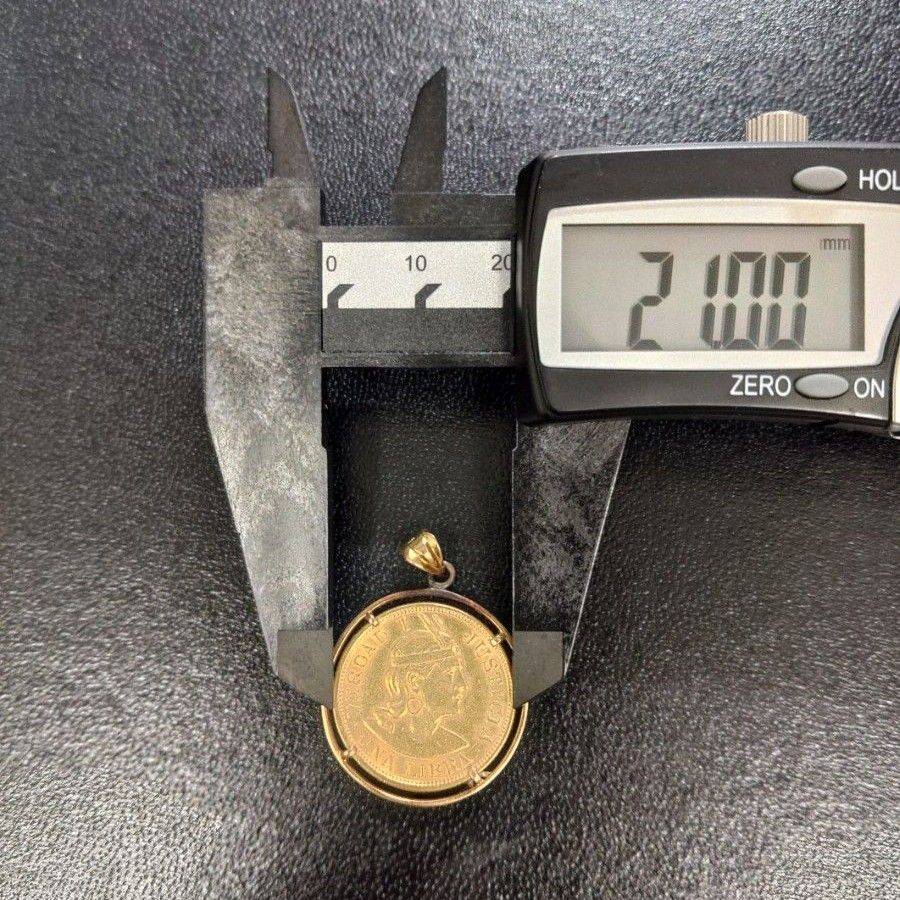 【希少品】ペンダントトップ ペルー インディアン 1リーブラ金貨(K22金)7,9g + K18枠付約1,9g 総重量約9,8g 【希少品】ペンダントトップ ペルー インディアン 1リーブラ金貨(K22金)7,9g + K18枠付約1,9g 総重量約9,8g