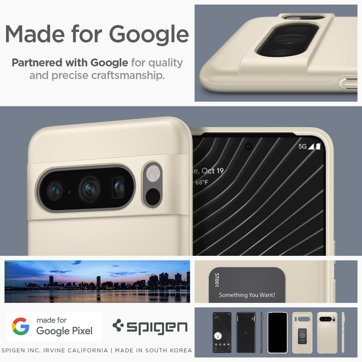 Spigen Google Pixel8Pro case ultrathin lens protection light weight fingerprint prevention wireless charge correspondence ACS06328 mute * beige 