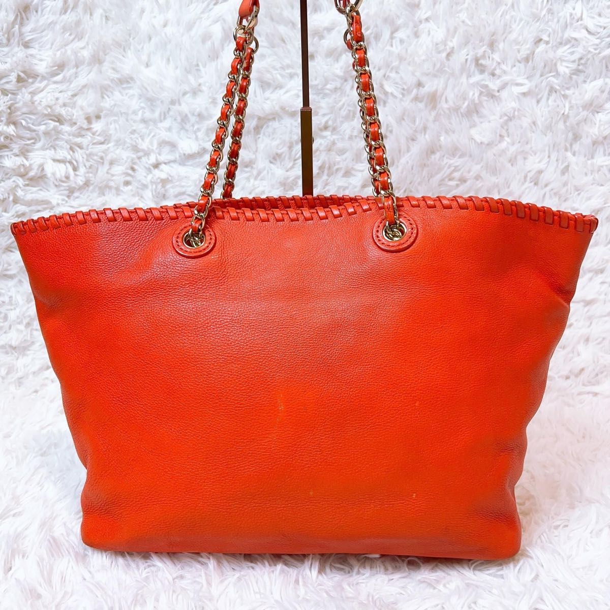 レア TORY BURCH トリーバーチ レザートートバッグ オレンジ レア TORY BURCH トリーバーチ レザートートバッグ オレンジ