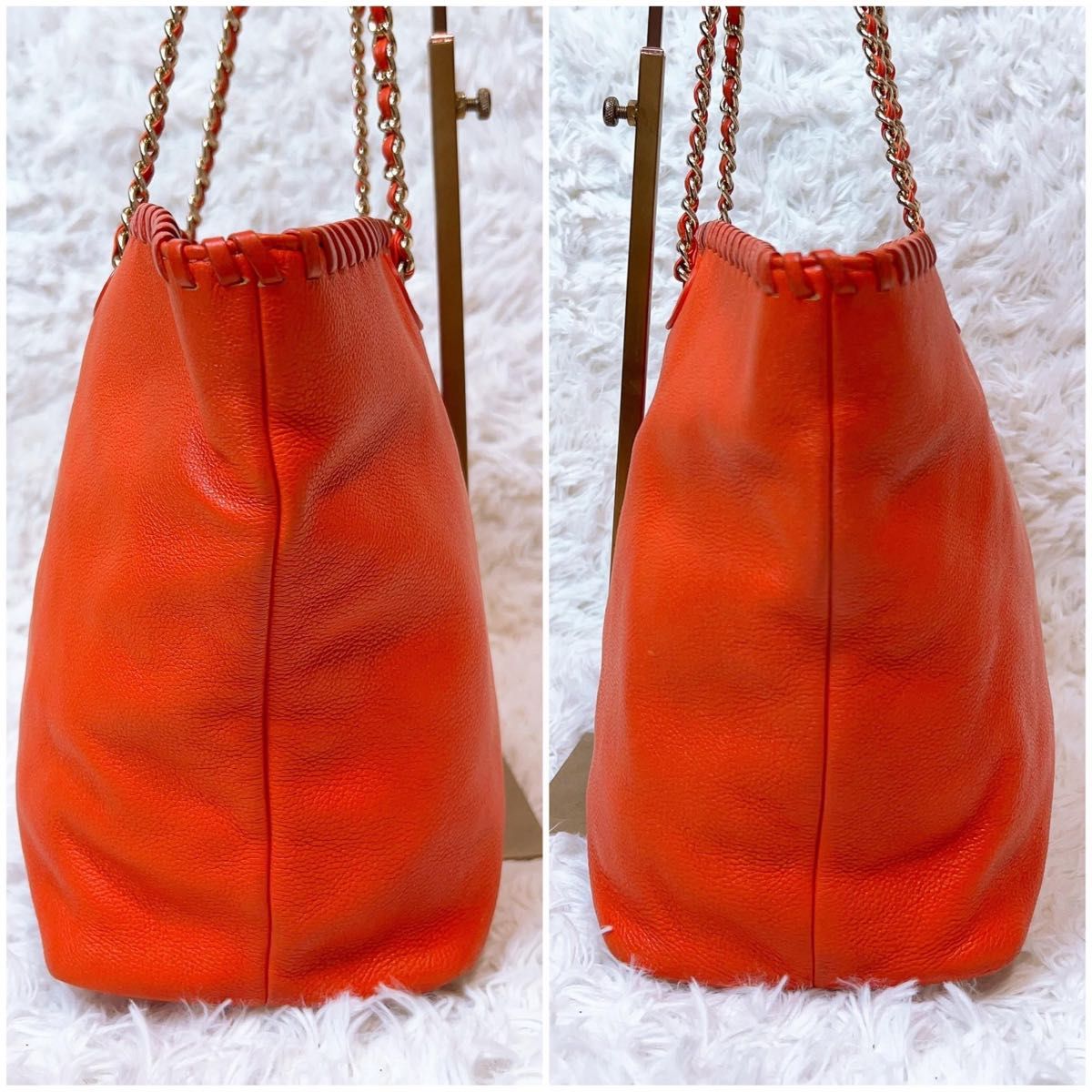 レア TORY BURCH トリーバーチ レザートートバッグ オレンジ レア TORY BURCH トリーバーチ レザートートバッグ オレンジ