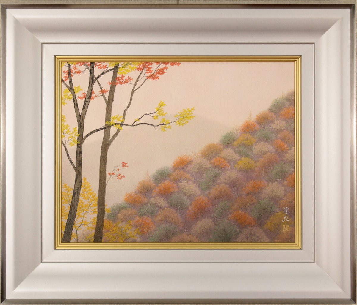 模写/中川和堂/月に桜図/絹表装/布袋屋掛軸HG-246 模写】//中川和堂/月に桜図/絹表装/布袋屋掛軸HG-246 あたえる