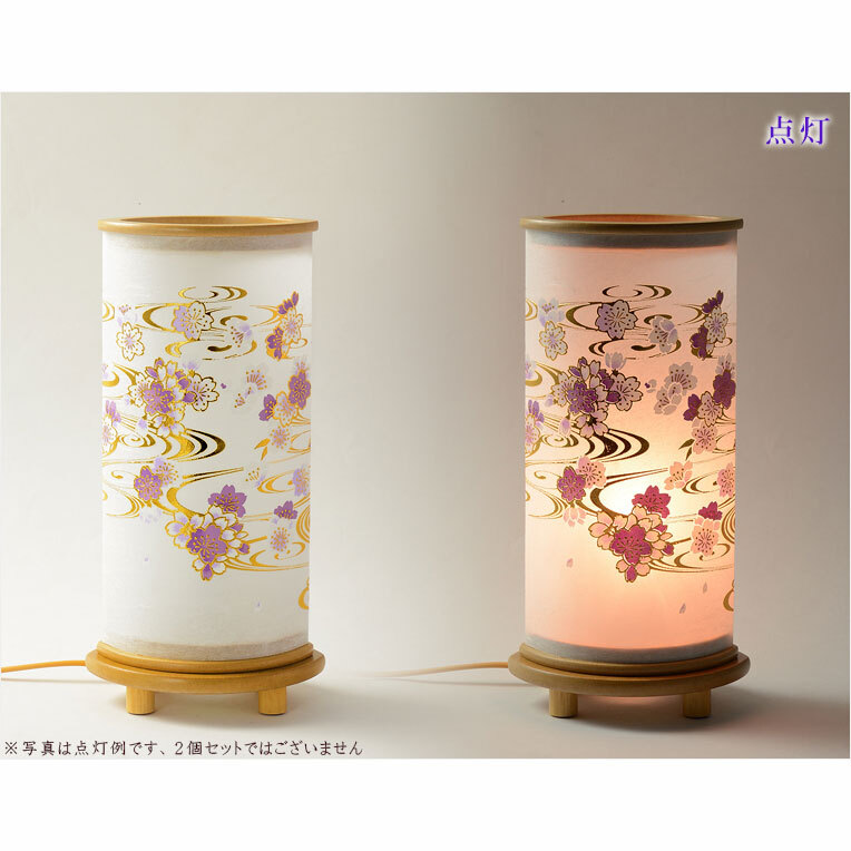 盆提灯【八女提灯・和照灯:金彩蒔絵 珠璃(しゅり)桜に流水 盆提灯【八女提灯・和照灯:金彩蒔絵 珠璃(しゅり)桜に流水