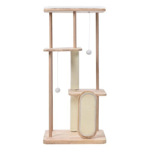  cat tower wooden oak material cushion attaching toy attaching strong .. put stylish pretty flax cord nail .. ball safety safety pet accessories 