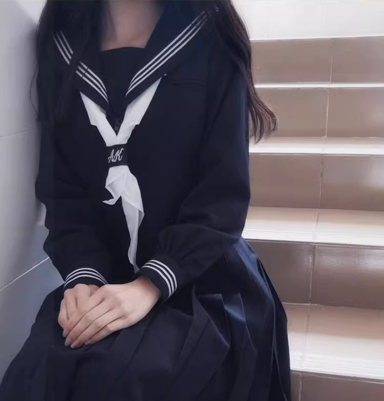  Basic Japanese style sailor suit long uniform school uniform regular ..o-sodoks interim clothes summer clothing long skirt Short skirt 