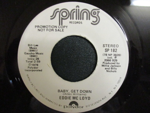 Eddie McLoyd ： Baby, Get Down 7'' / 45s ★ Soul / Funk / Disco ☆シングル盤 / EP _画像2