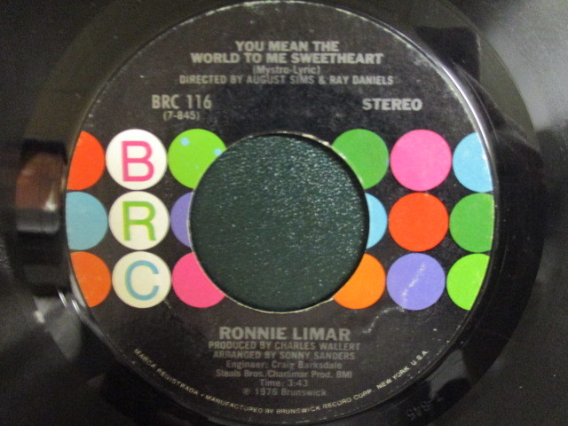 Ronnie Limar ： You Mean The World To Me Sweetheart c/w Naturally Stoned 7'' / 45s ★ Soul ☆シングル盤 / EP _画像1