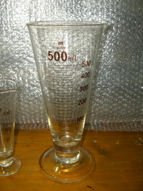 計量カップ　miyahara 　ガラス瓶　気泡　　100ml　500ｍl 　2個セット　19610ア9番_画像3