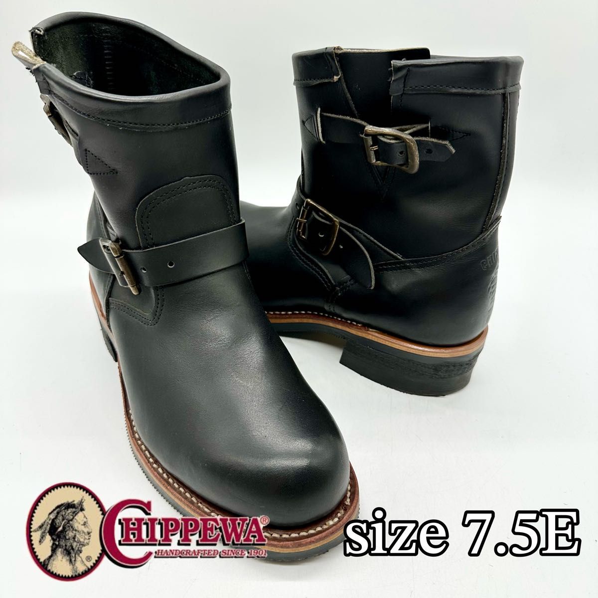 チペワ Chippewa エンジニアブーツ 7 1/2E 良品 25 5cm ブラック チペワ Chippewa エンジニアブーツ 7 1/2E 良品 25 5cm ブラック