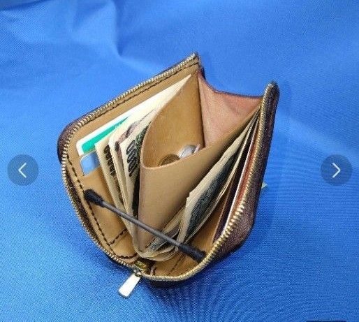 レザークラフト コードバン蝋引き革 焦茶色 L字ファスナー財布 レザークラフト コードバン蝋引き革 焦茶色 L字ファスナー財布