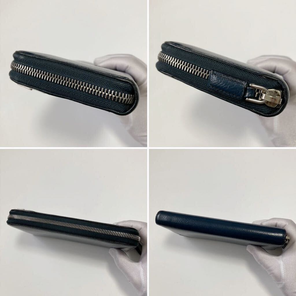 PRADA プラダ ラウンドファスナー 三角ロゴ 長財布 紺 ネイビー PRADA プラダ ラウンドファスナー 三角ロゴ 長財布 紺 ネイビー