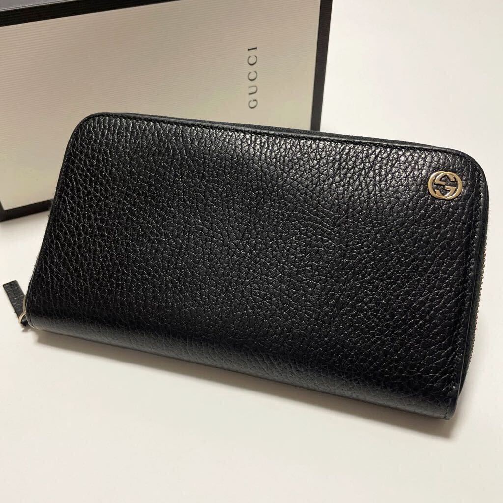 美品 GUCCI グッチ インターロッキング ラウンドファスナー 美品 GUCCI グッチ インターロッキング ラウンドファスナー