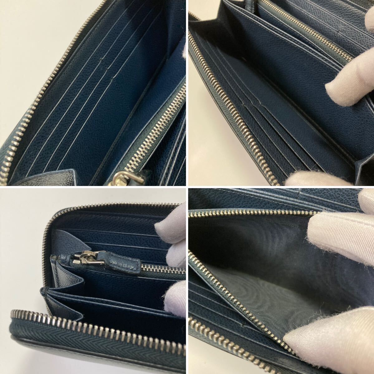 PRADA プラダ ラウンドファスナー 三角ロゴ 長財布 紺 ネイビー PRADA プラダ ラウンドファスナー 三角ロゴ 長財布 紺 ネイビー