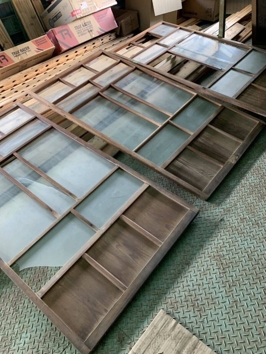 No.30 木製サッシ 3枚セット 横93cm、高さ174cm、厚さ3cm 引き取り限定 中古 DIY 小屋 アンティーク