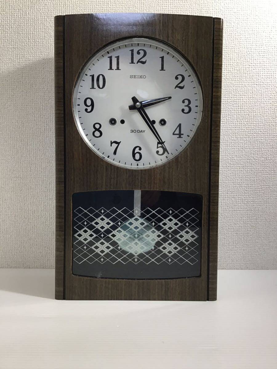 昭和レトロ SEIKO ゼンマイ式 30Day 柱時計 ボンボン時計 振り子 昭和レトロ SEIKO ゼンマイ式 30Day 柱時計 ボンボン時計 振り子