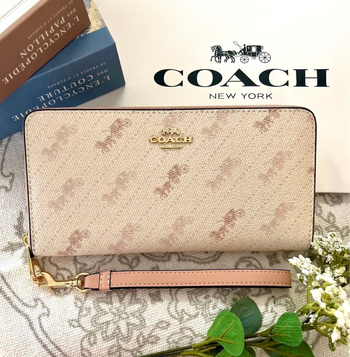 COACH 長財布 ピンク ベージュ コーチ 財布 レディース財布