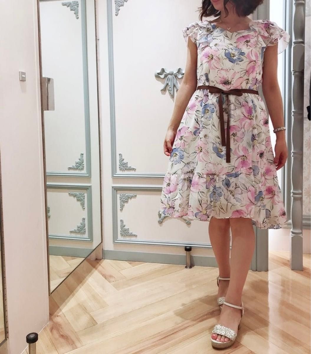 花柄ワンピース フラワー M ハートカット ウィルセレクション 花柄ワンピース フラワー M ハートカット ウィルセレクション