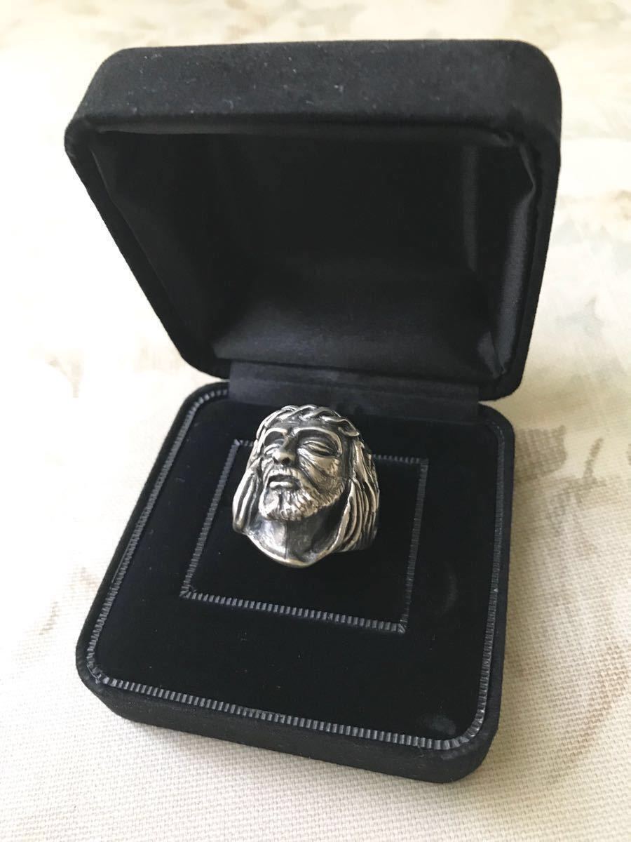 聖品 イエスキリスト 顔 フェイス モチーフ 祈り 宗教 教会 クリスマス 銀製 シルバー SILVER 925 スターリング STERLING リング 指輪