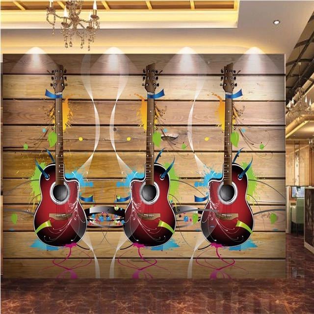 新品本物 Beibehang カスタマイズサイズ 3d 壁紙フレスコ画ギター音楽 背景バーナイトクラブツーリングの背景の壁 Www iwearparts Com