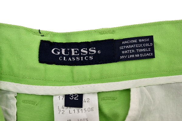 P-689★GUESS CLASSICS ゲス クラシック★メンズ男 MELBO CLOTHING ライトグリーン ツイル地 ハーフ ショートパンツ 32_画像4