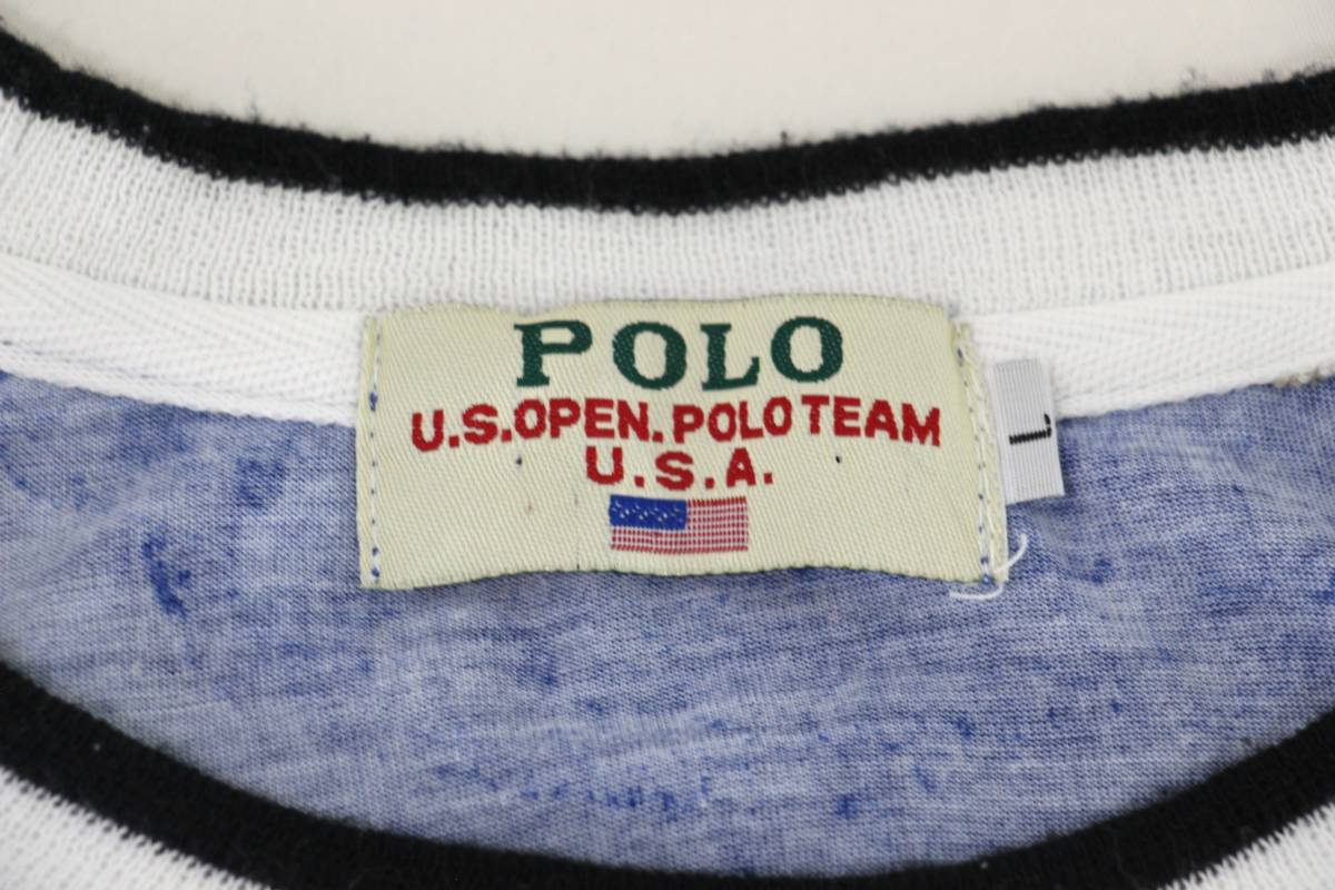 【希少品】90's POLO U.S.OPEN POLO TEAM Tシャツ L 半袖 USA ポロ USOPER sport ラルフローレン ビンテージ_画像6