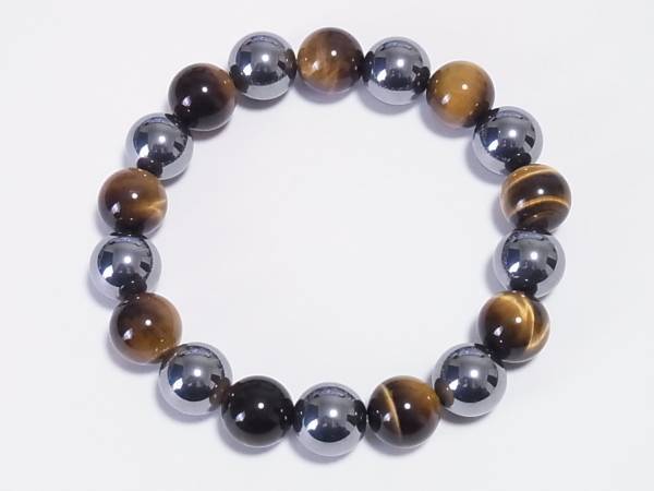 【限界市場】高品質テラヘルツ&虎眼石 10ｍｍ ブレスレット　定形外郵便送料無料