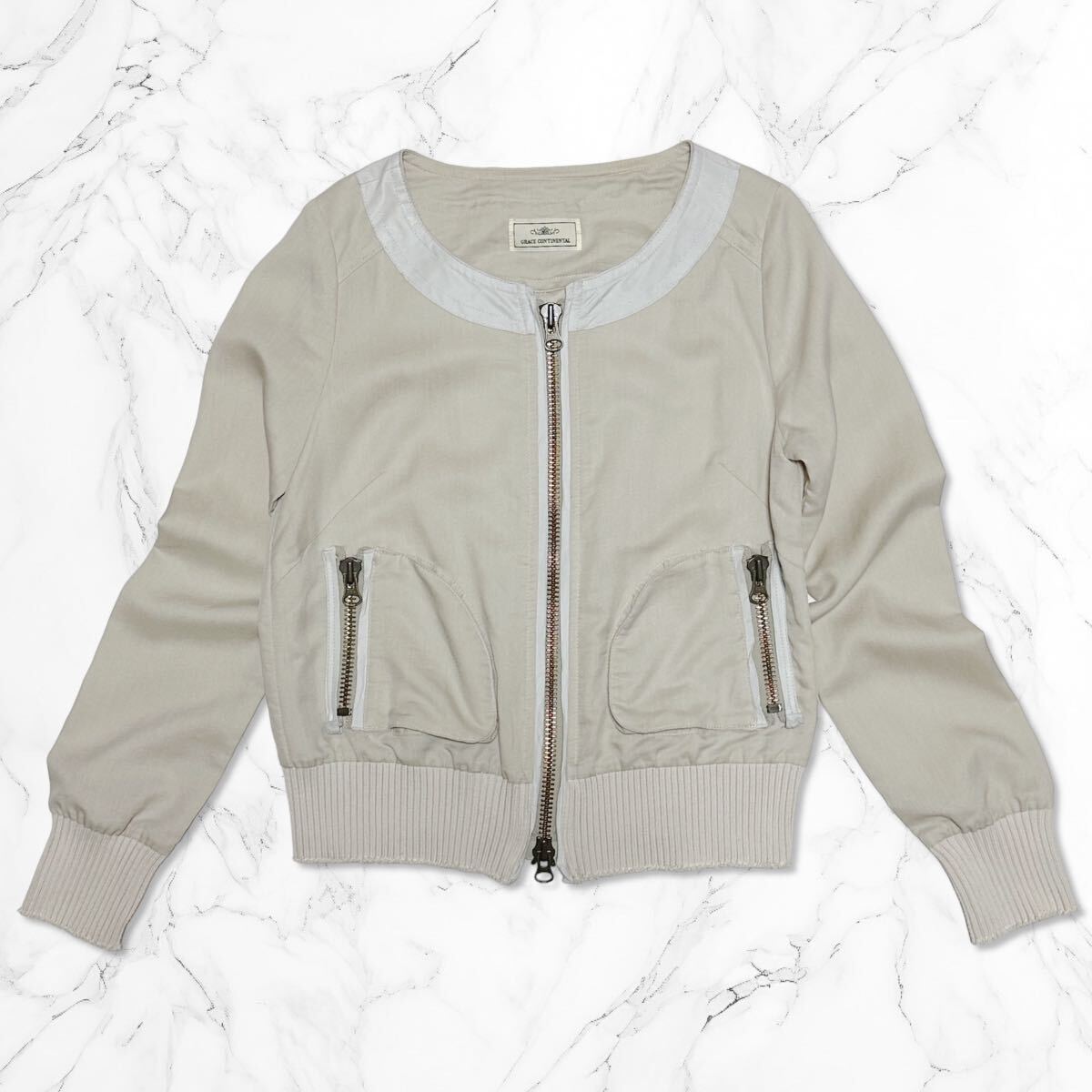 アウター ジャケット エコファー ホワイト グレー S/L GRACE CONTINENTAL グレースコンチネンタル ブルゾン ジャケット
