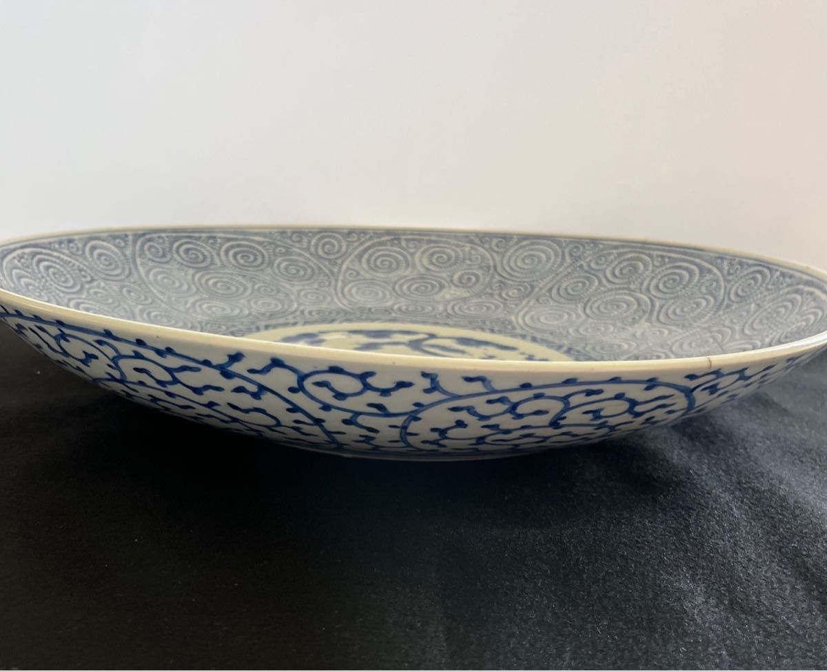 江戸時代古伊万里焼　唐草模様 参考商品 江戸時代 古伊万里 蛸唐草模様 蛸唐草 大皿 直径約43cm