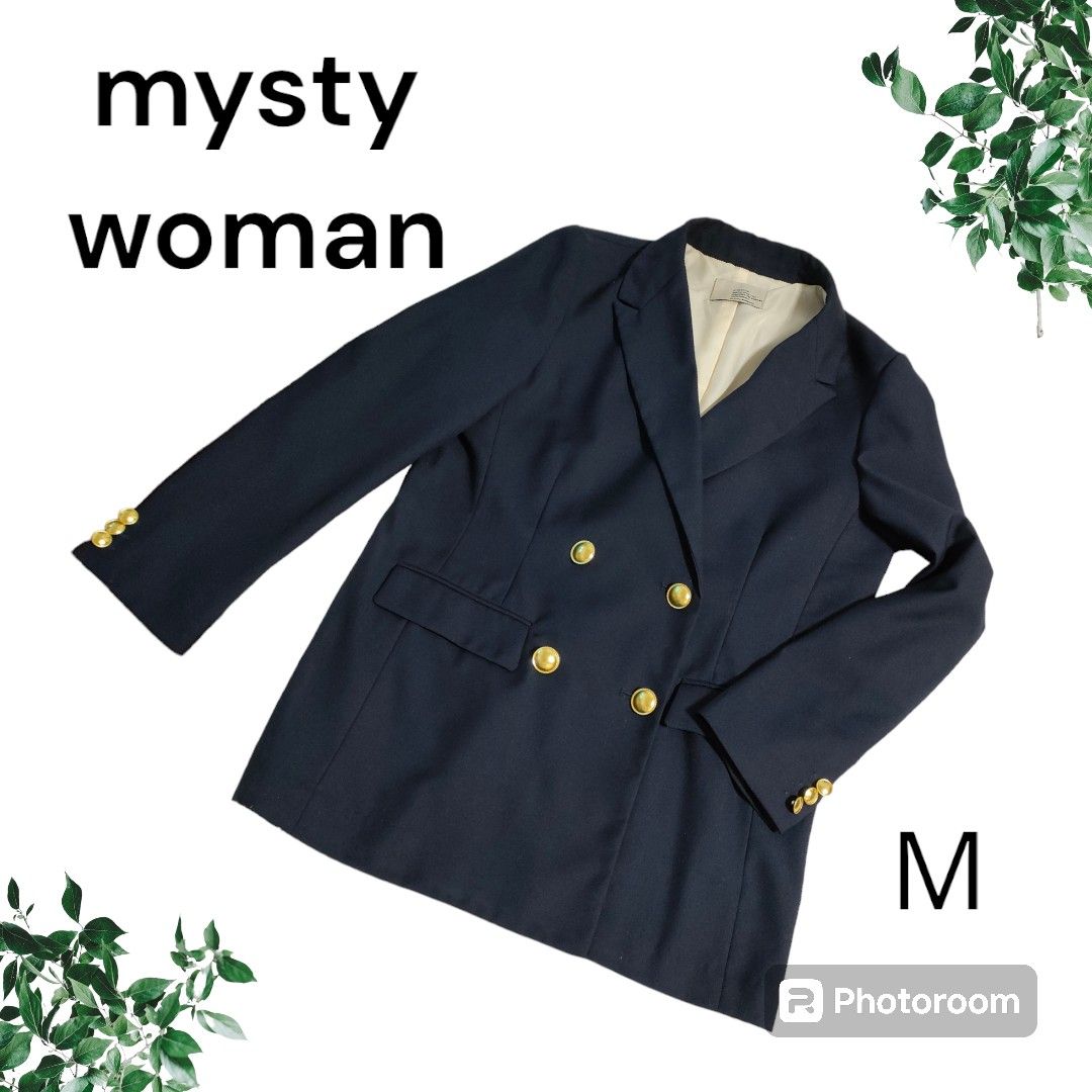 mysty womanミスティウーマン 紺ブレ 金ボタン ダブルジャケット mysty womanミスティウーマン 紺ブレ 金ボタン ダブルジャケット