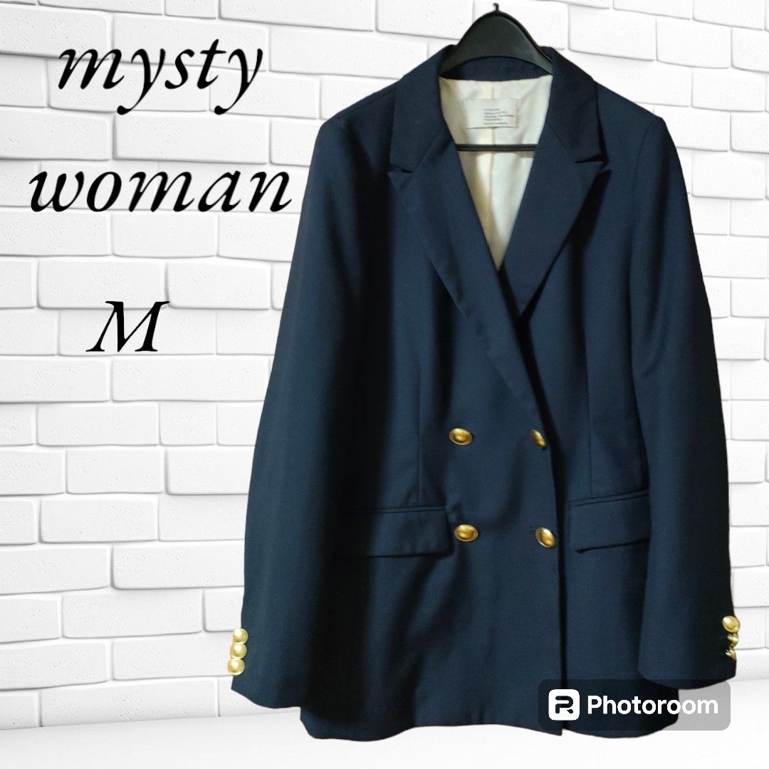 mysty womanミスティウーマン 紺ブレ 金ボタン ダブルジャケット mysty womanミスティウーマン 紺ブレ 金ボタン ダブルジャケット
