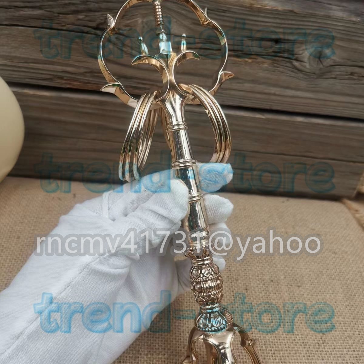 五鈷杵錫杖 手作り 真言宗 仏教 密教 仏具 お寺 仏堂 高さ23cm 五鈷杵錫杖 手作り 真言宗 仏教 密教 仏具 お寺 仏堂 高さ23cm
