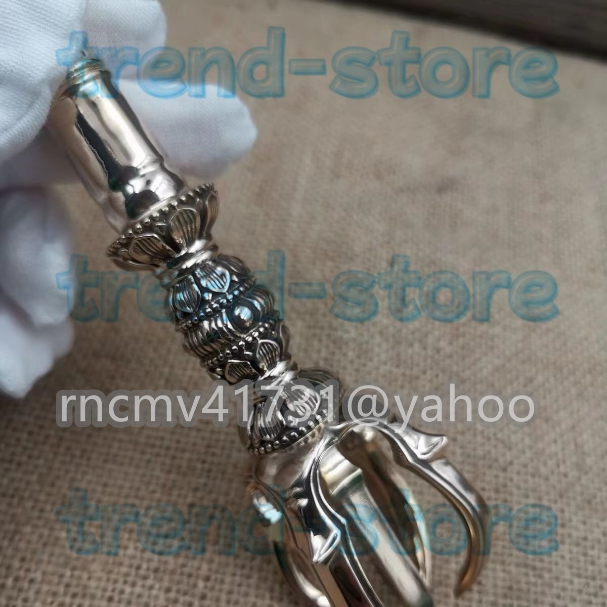 五鈷杵錫杖 手作り 真言宗 仏教 密教 仏具 お寺 仏堂 高さ23cm 五鈷杵錫杖 手作り 真言宗 仏教 密教 仏具 お寺 仏堂 高さ23cm