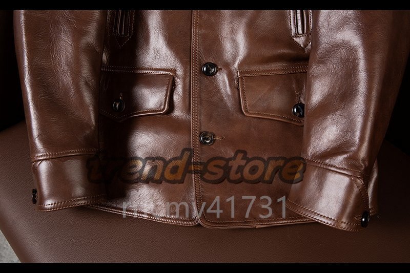  quality guarantee * leather jacket horse leather car coat leather jacket Horse Hyde original leather rider's jacket men's fashion coat 