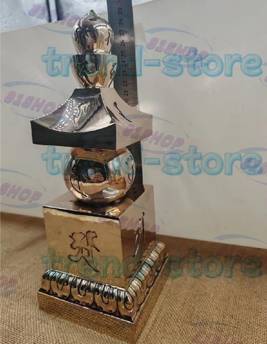 密教法具 五輪塔 梵字 真鍮仏具 風水アイテム総高29cm 内部収納 密教法具 五輪塔 梵字 真鍮仏具 風水アイテム総高29cm 内部収納