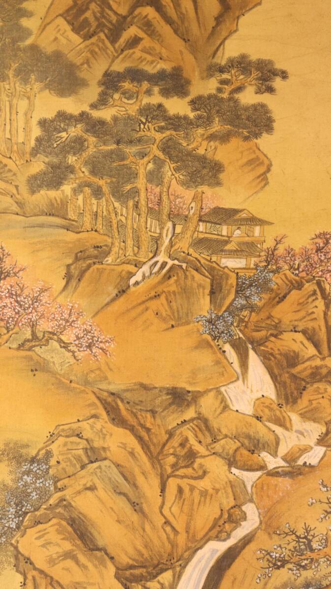 中国書画 掛け軸 唐寅 書「崖飛瀑図」絹本 立軸 書道巻物 真筆 中国書画 掛け軸 唐寅 書「崖飛瀑図」絹本 立軸 書道巻物 真筆