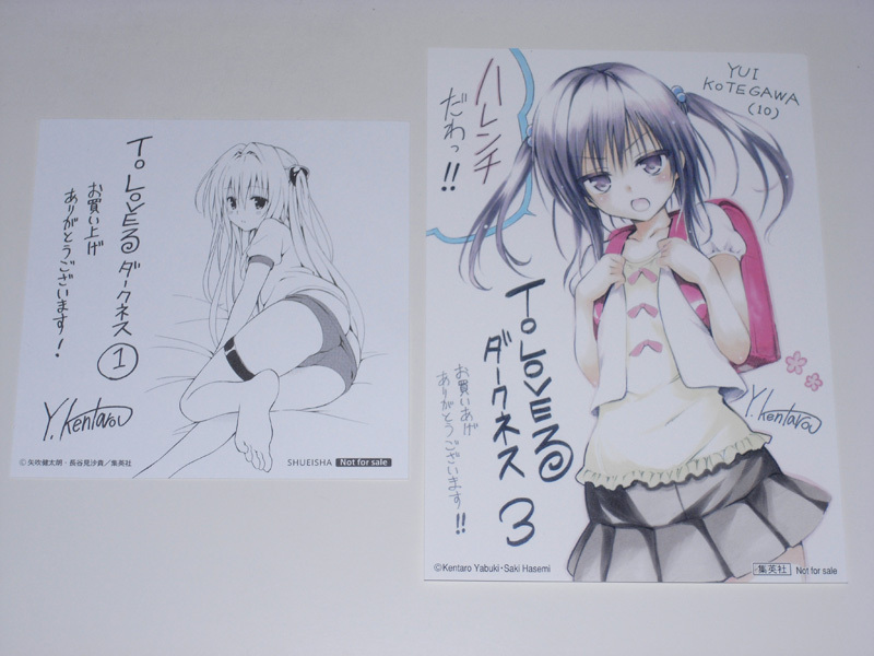 ToLOVEる ダークネス 10周年記念ペーパー ララ 矢吹健太朗サイン To LOVEる ダークネス 非売品ペーパー 2枚 矢吹健太朗|Yahoo