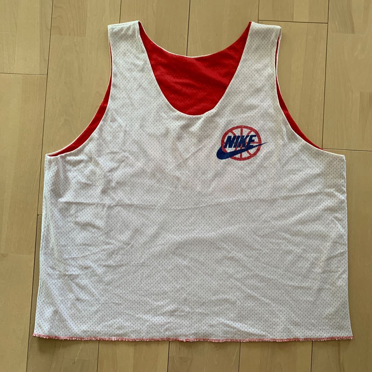 90s【Nike】ナイキ リバーシブル メッシュ タンクトップ バスケット ダブルフェイス XL程度 ビブス ジャージ 銀タグ 白タグ期