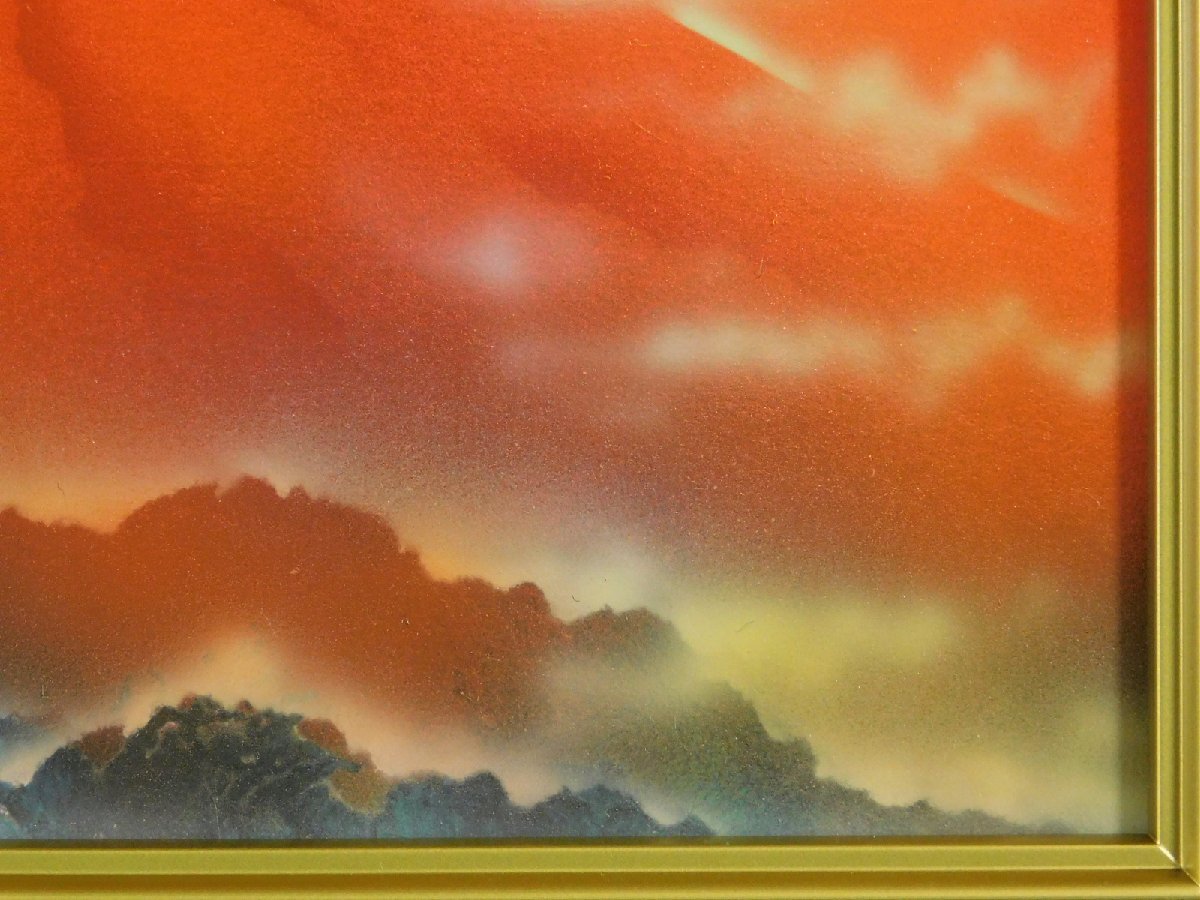 浜田泰介「紅富士」肉筆日本画 SM 額装 共シール タトウ箱 黄袋 浜田泰介「紅富士」肉筆日本画 SM 額装 共シール タトウ箱 黄袋