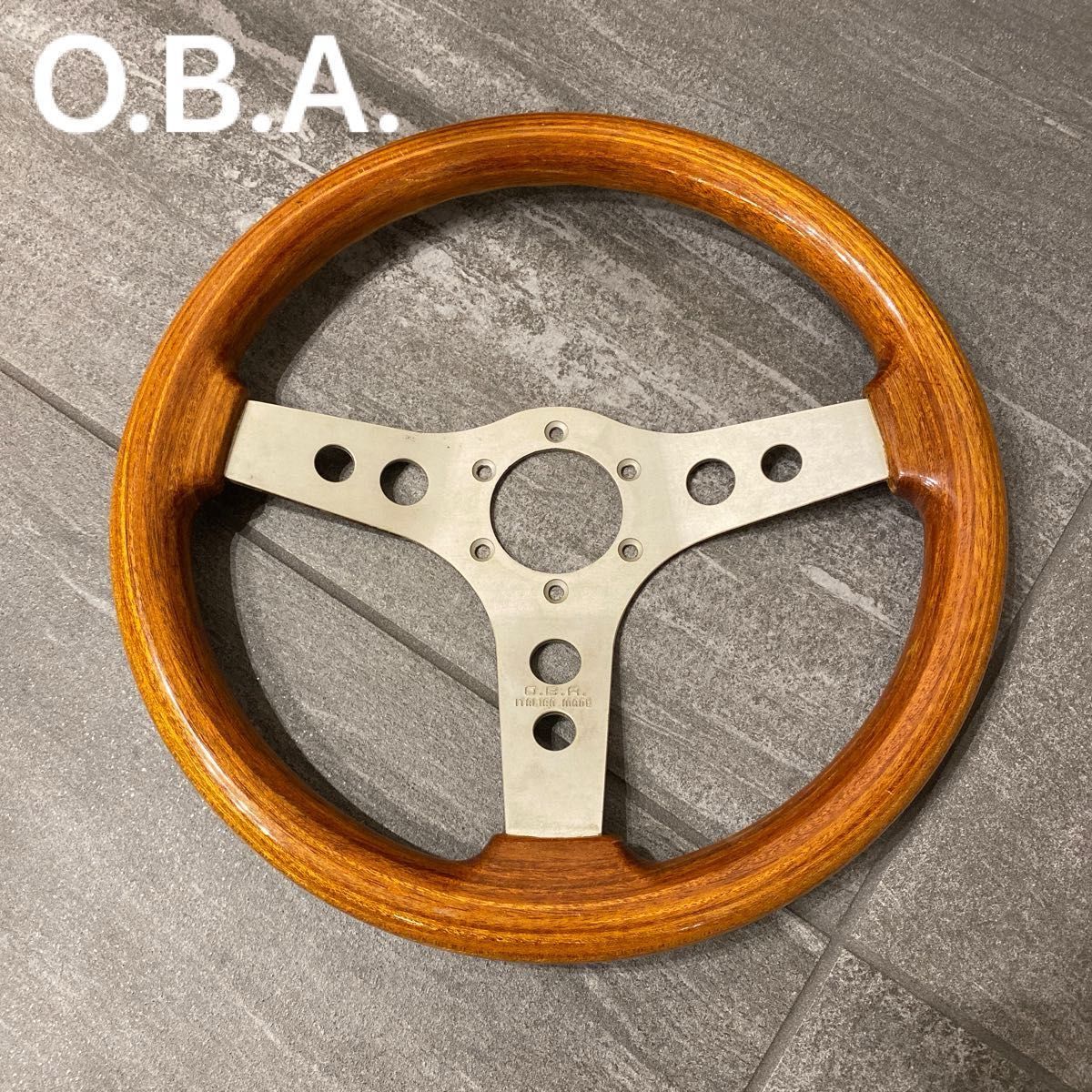 OBA ウッドステアリング 当時物 旧車 ステアリング ハンドル OBA ウッドステアリング 当時物 旧車 ステアリング ハンドル