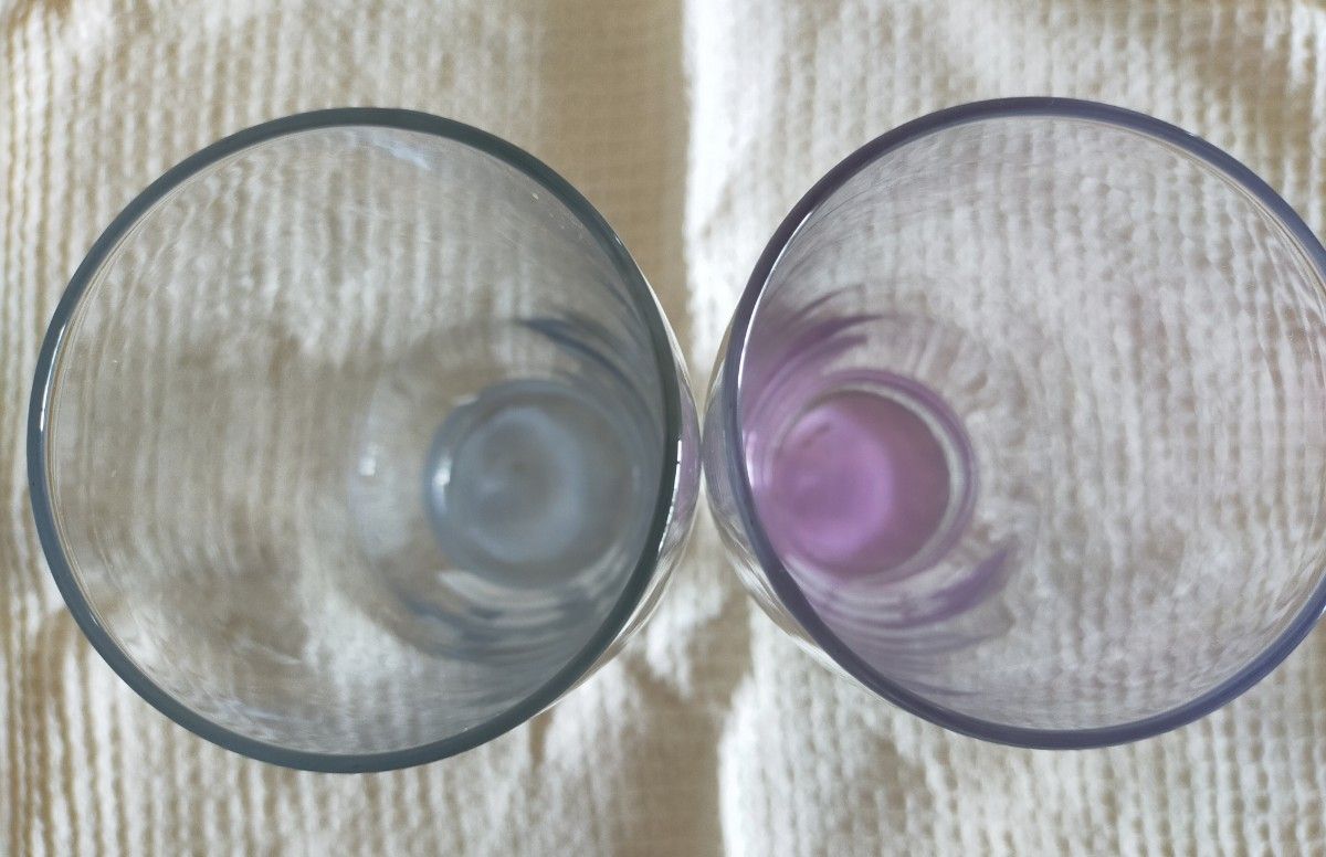 【未使用・美品】ガラスコップ グラス 2個セット トルコ製 パープル ブルー タンブラー ペア