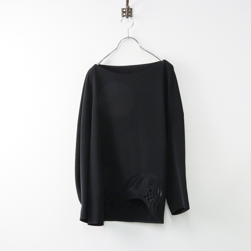 2020FW マメクロゴウチ Mame Kurogouchi Embroidered Long Sleeve Top 刺繍 ブラウス 1/ブラック トップス ヘム アシメ【2400013913225】