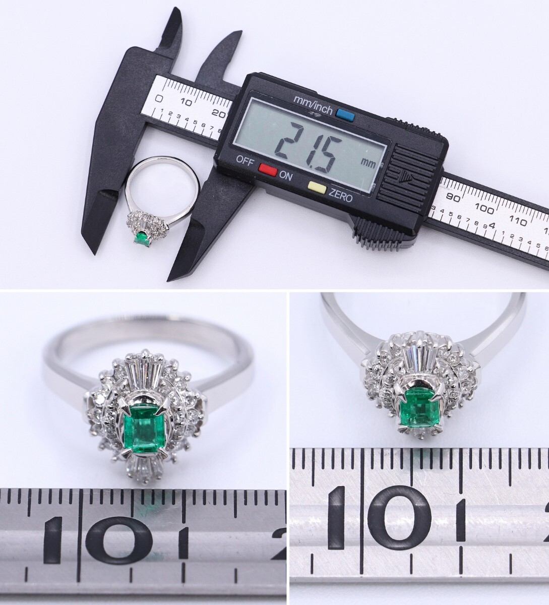 CF43/ Pt900 エメラルド0 34ct ダイヤモンド0 58ct リング 17号 CF43/ Pt900 エメラルド0 34ct ダイヤモンド0 58ct リング 17号