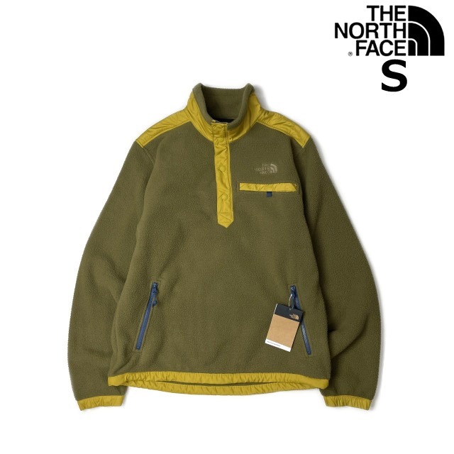 【はこぽす対応商品】 NORTH 売切り【正規新品】THE FACE◆ 181024-80 黄 キャンプ(S)カーキ 肉厚 US限定 スナップ キルティング フリース 1/4-SNAP ARCH フリース