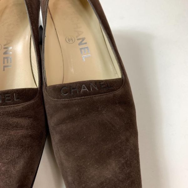  Chanel туфли-лодочки замша style квадратное tuCHANEL каблук Brown чай цвет 35 1/2 B6666