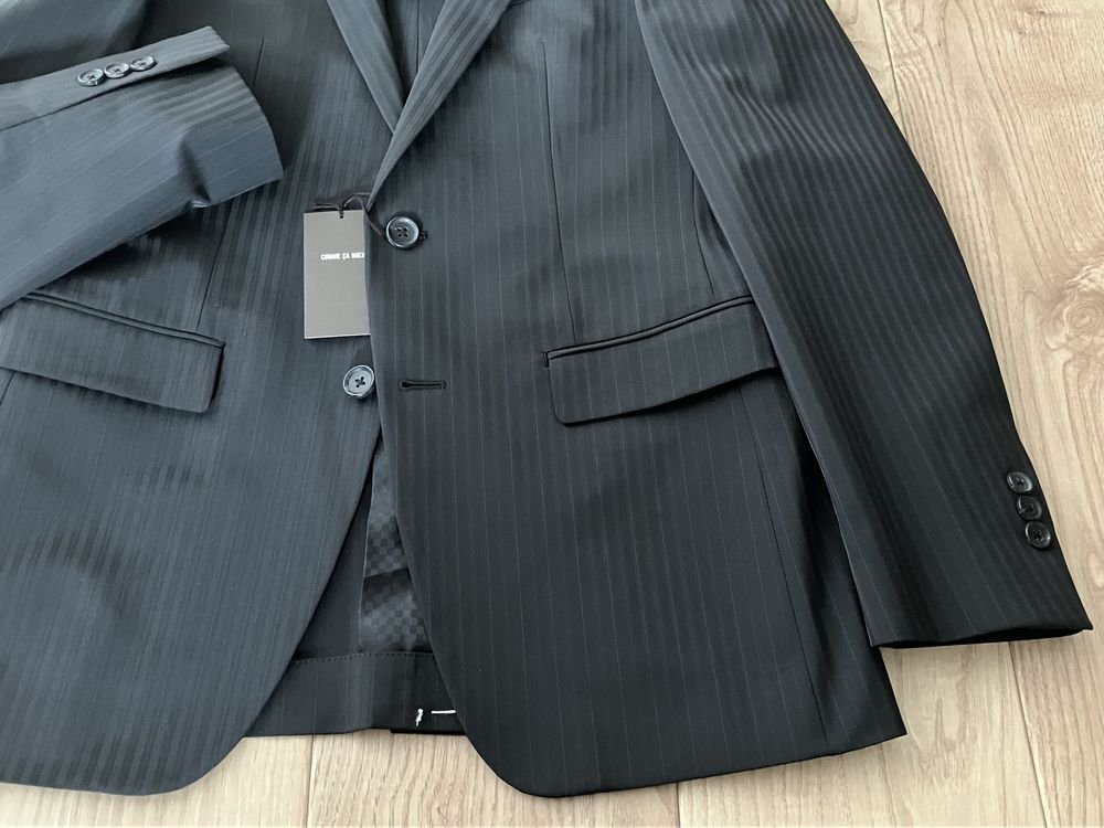  new goods COMME CA MEN Comme Ca men multicolor stripe polyester stretch jacket 05 black S size 04GC06 regular price 61,600 jpy 