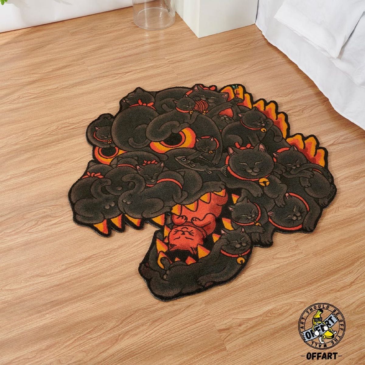 HORIREN RED FLAME HUNDRED CAT RUG ラグマット 怪獣 モンスター HORIREN RED FLAME HUNDRED CAT RUG ラグマット 怪獣 モンスター