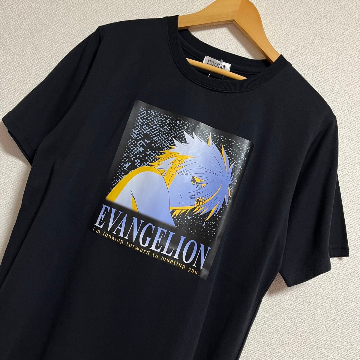 エヴァンゲリオン 渚カヲルTシャツ ブラック 半袖 メンズ 黒 EVA エヴァンゲリオン 渚カヲルTシャツ ブラック 半袖 メンズ 黒 EVA