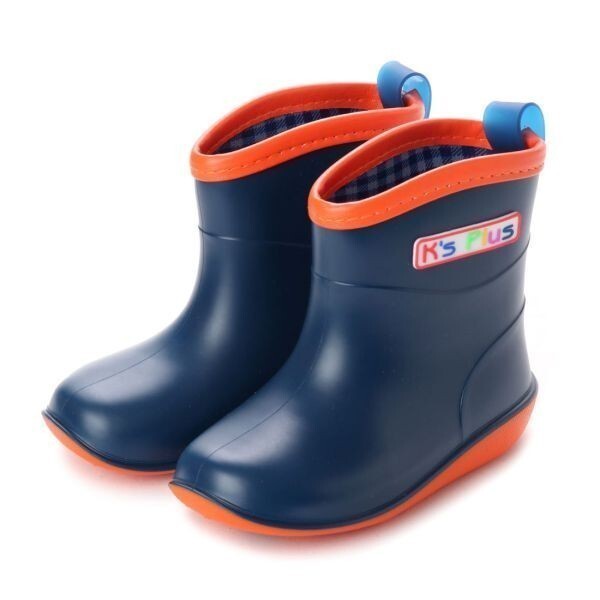 未使用品 キッズ ショート レインブーツ ネイビー 19.0cm レインシューズ 長(zhǎng)靴 防水 防滑底 バイカラー カラフル マット調(diào) 星型模様 18003