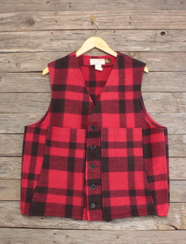 8680円 ☆FILSON マッキーノ ウールベスト 赤×黒 表44 裏地無し 8680円 ☆FILSON マッキーノ ウールベスト 赤×黒 表44 裏地無し
