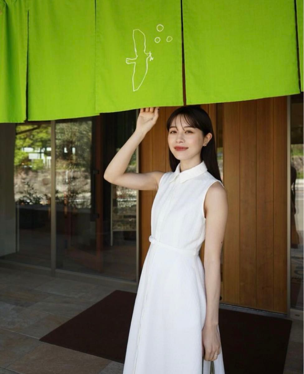 laubeblanc Belted Jacquard Dress / White ワンピース laubeblanc